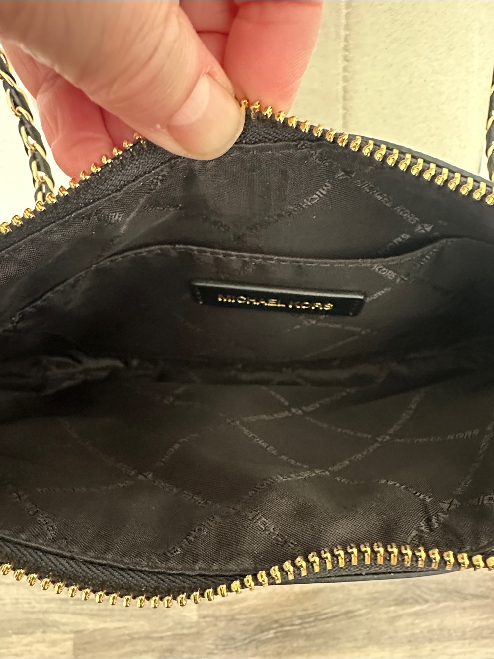 Michael Kors Charlotte Black & Gold Signature Logo Crossbody - Picture 4 of 4